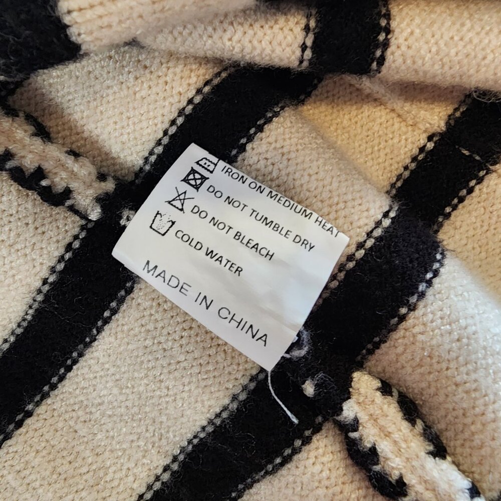 LILLUSORY Striped Cardigan Sweater Lady Jacket Gold Buttons Black & Cream Size L - Picture 9 of 13